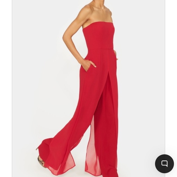 Halston Heritage Dresses & Skirts - HALSTON CHIFFON OVERLAY STRAPLESS JUMPSUIT